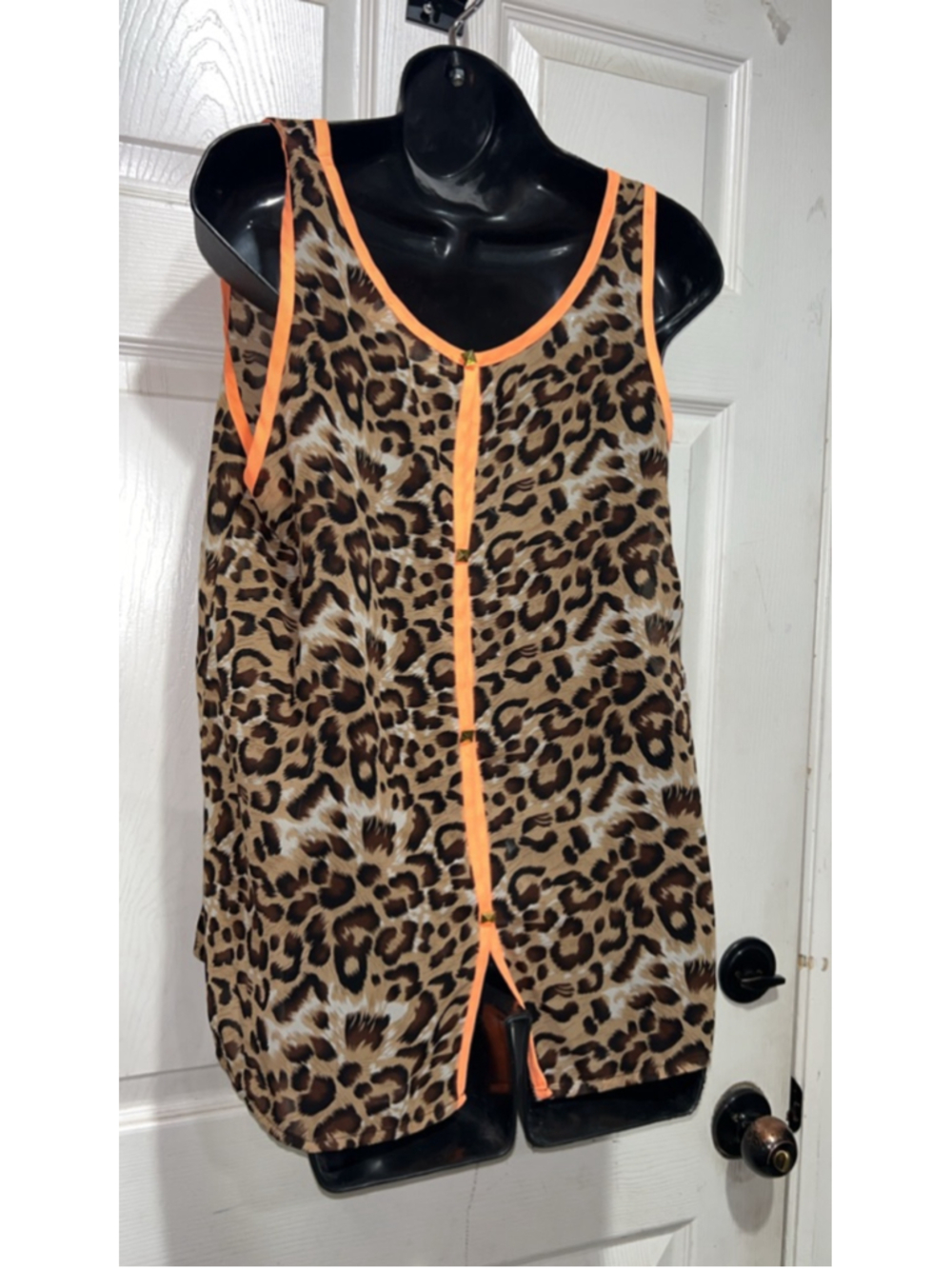 Women's ZENANA STYLES Leopard Print Tank Top L Brown Orange